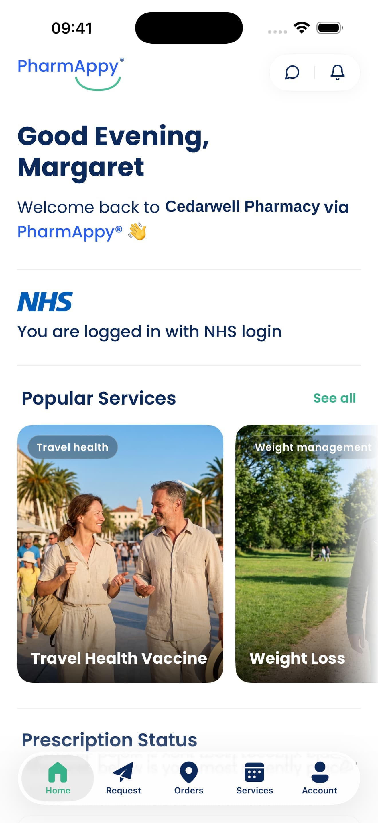 The Cedarwell patient app showing prescription ordering on a phone